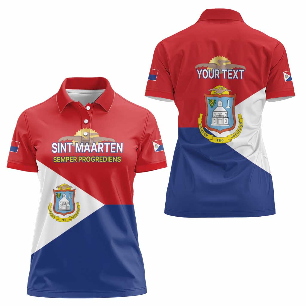 Personalized Sint Maarten Flag day Women Polo Shirt Semper progrediens Flag Style