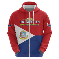 Personalized Sint Maarten Flag day Zip Hoodie Semper progrediens Flag Style