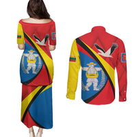 Lithuania Marijampole County Couples Matching Puletasi and Long Sleeve Button Shirt Marijampoles apskritis