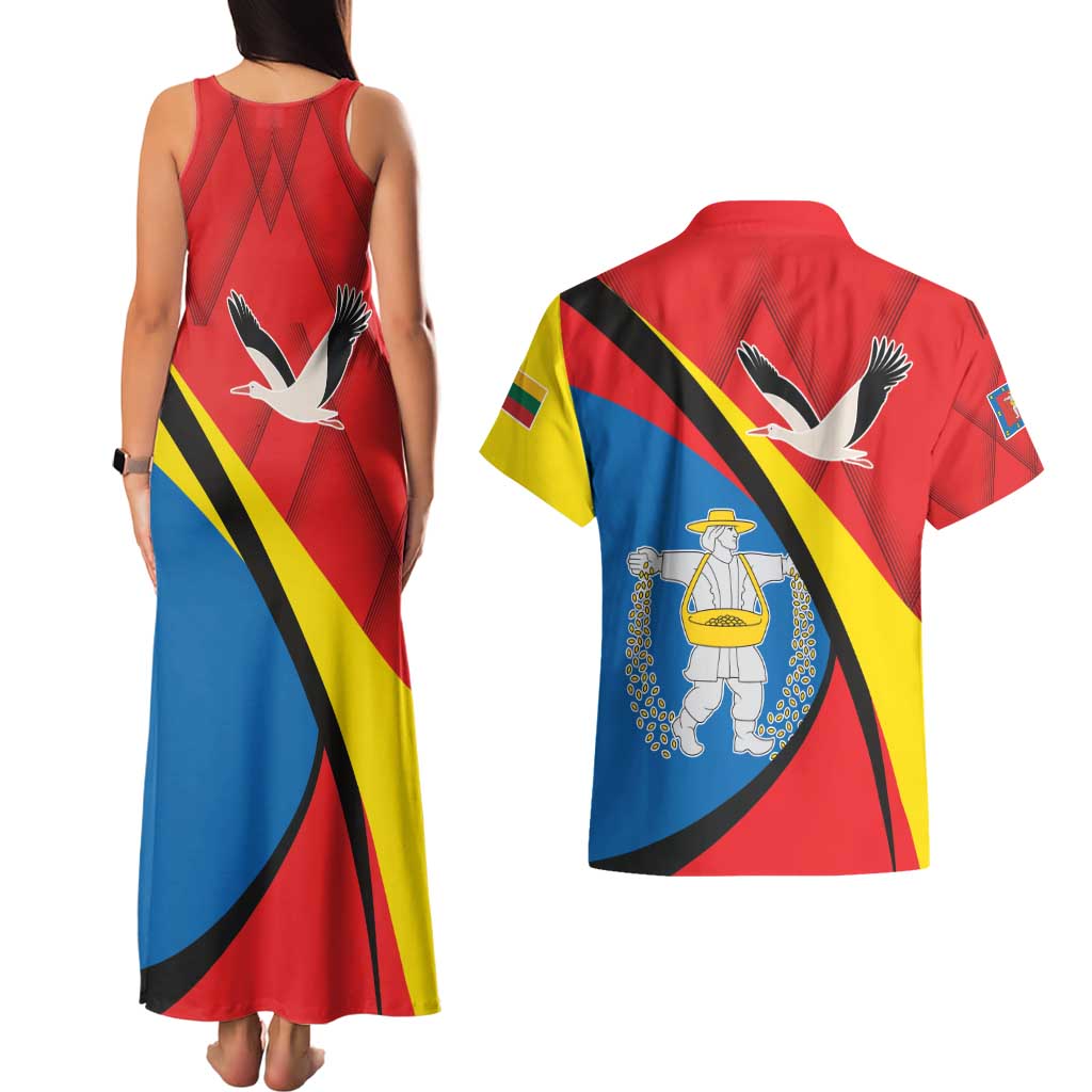 Lithuania Marijampole County Couples Matching Tank Maxi Dress and Hawaiian Shirt Marijampoles apskritis