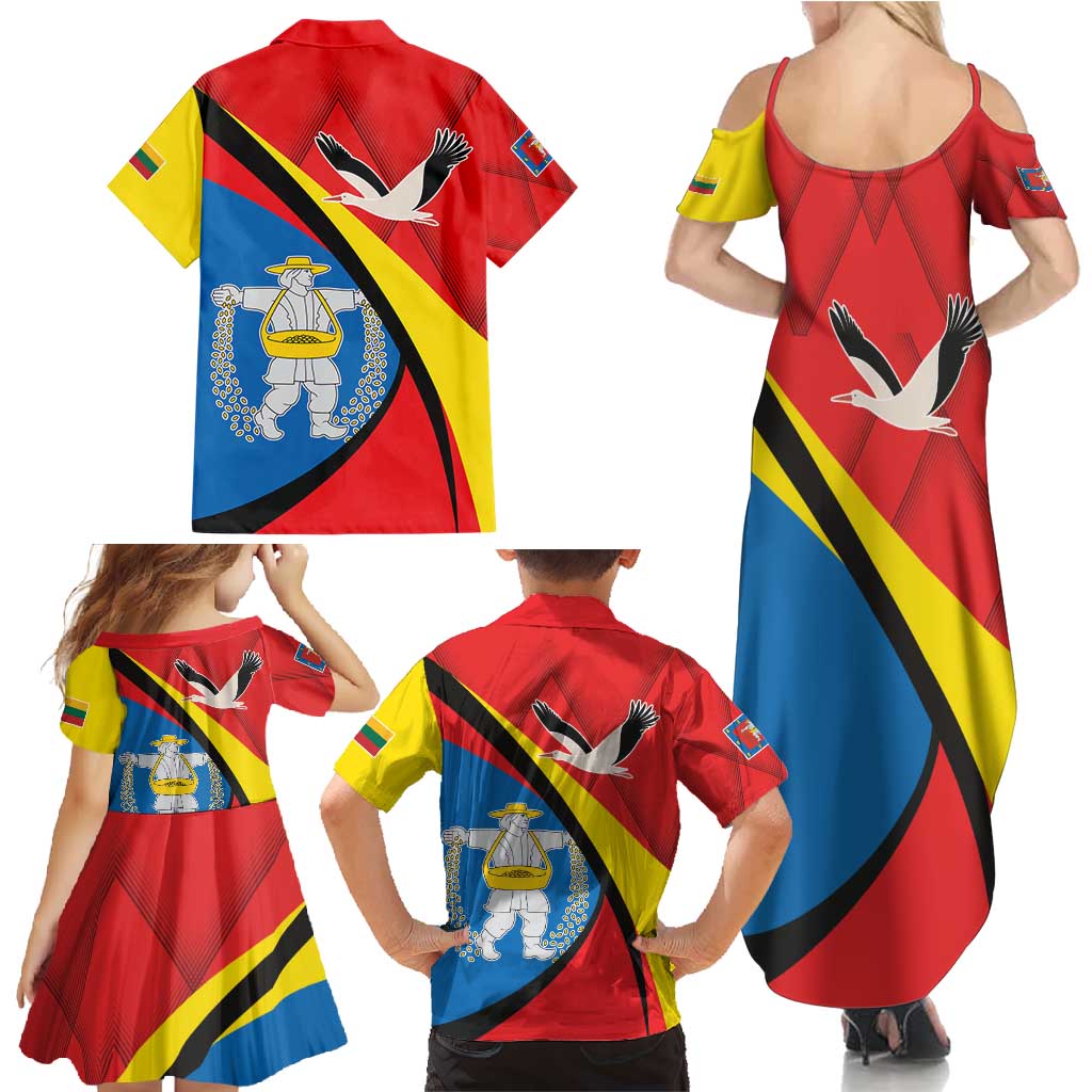 Lithuania Marijampole County Family Matching Summer Maxi Dress and Hawaiian Shirt Marijampoles apskritis