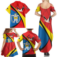 Lithuania Marijampole County Family Matching Summer Maxi Dress and Hawaiian Shirt Marijampoles apskritis