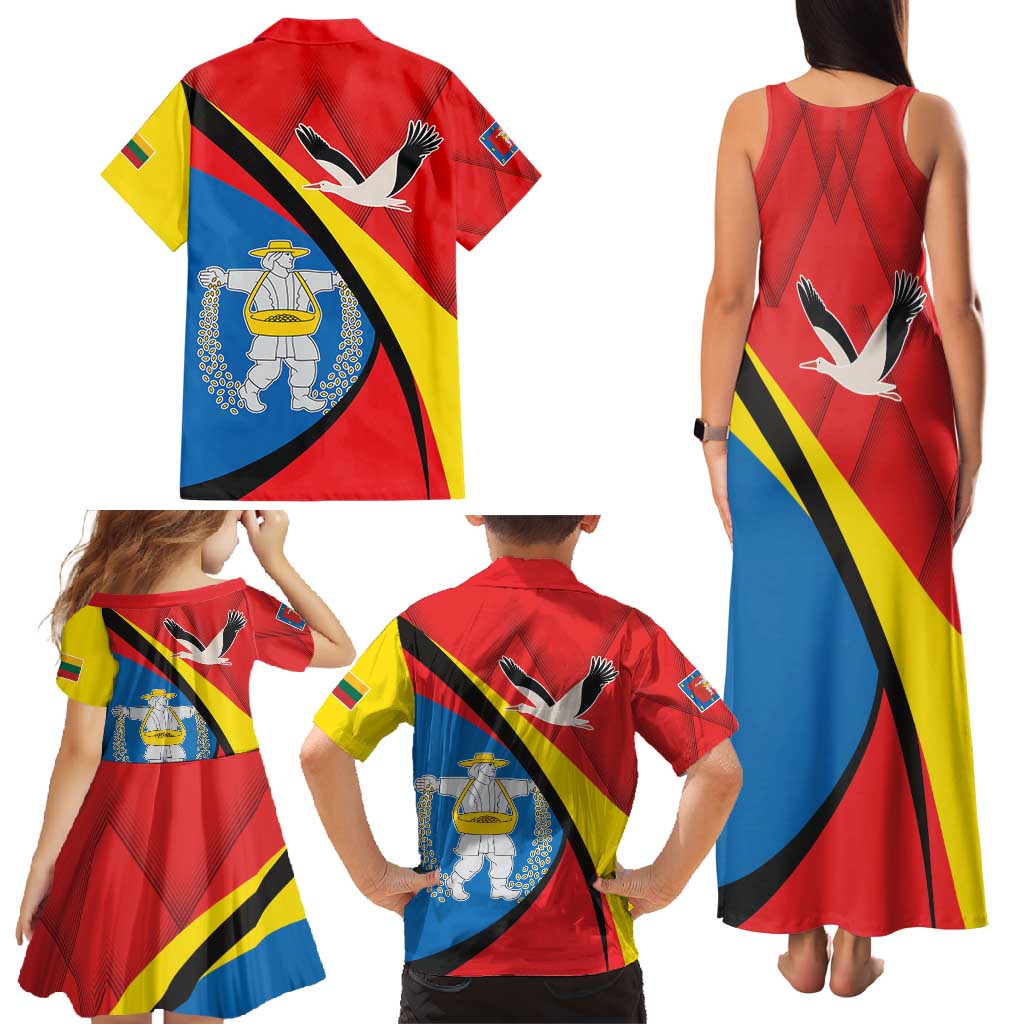 Lithuania Marijampole County Family Matching Tank Maxi Dress and Hawaiian Shirt Marijampoles apskritis