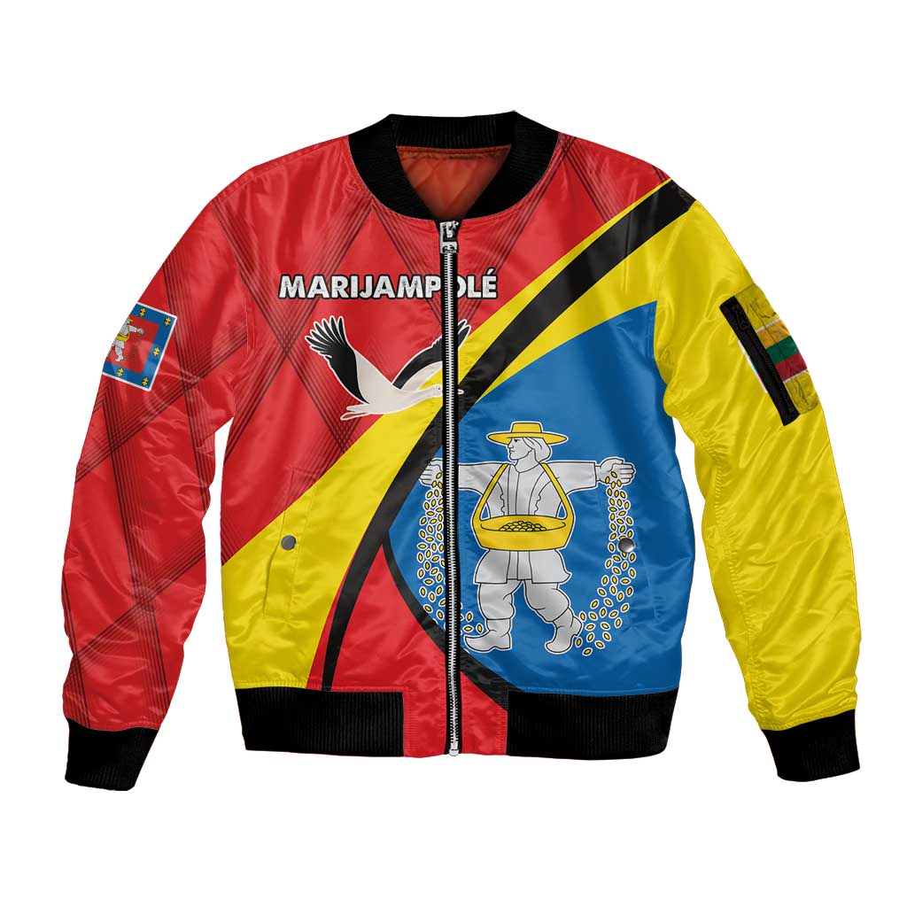 Lithuania Marijampole County Sleeve Zip Bomber Jacket Marijampoles apskritis LT17 - Wonder Print Shop