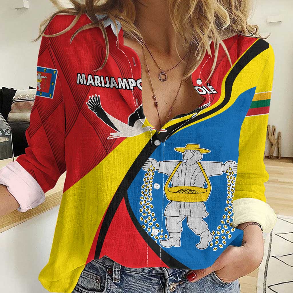 Lithuania Marijampole County Women Casual Shirt Marijampoles apskritis LT17 - Wonder Print Shop