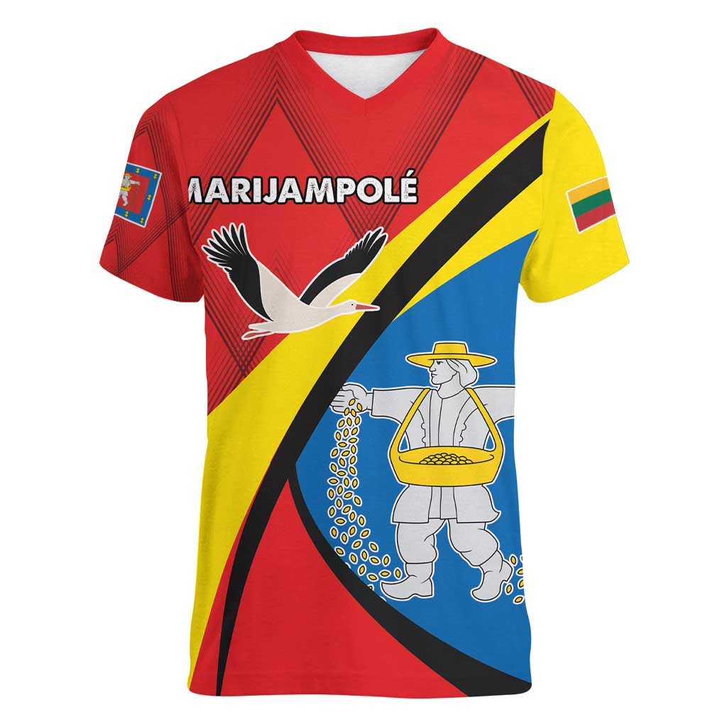 Lithuania Marijampole County Women V-Neck T-Shirt Marijampoles apskritis LT17 - Wonder Print Shop