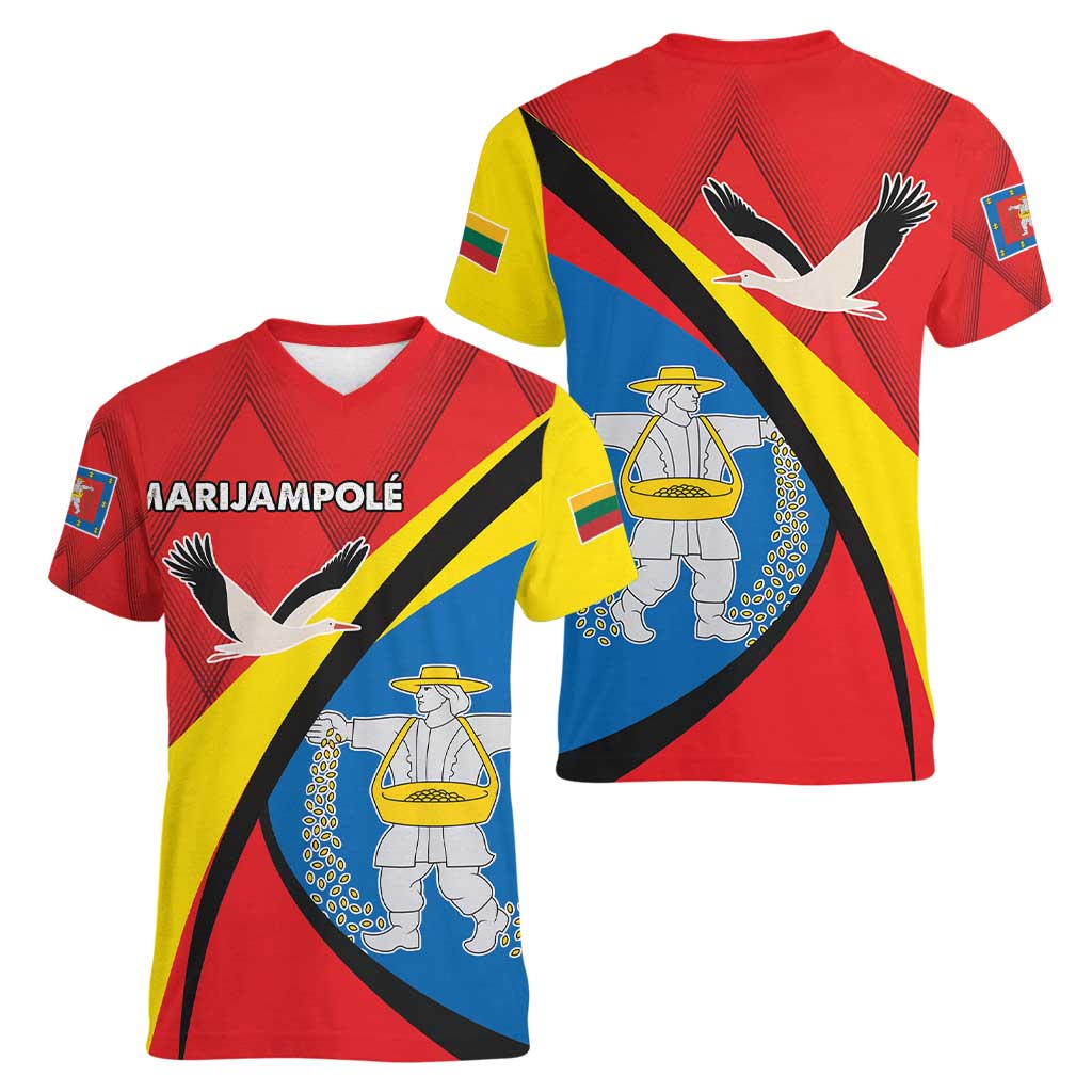 Lithuania Marijampole County Women V-Neck T-Shirt Marijampoles apskritis LT17 - Wonder Print Shop
