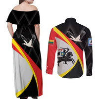 Lithuania Panevezys County Couples Matching Off Shoulder Maxi Dress and Long Sleeve Button Shirt Panevezio Apskritis