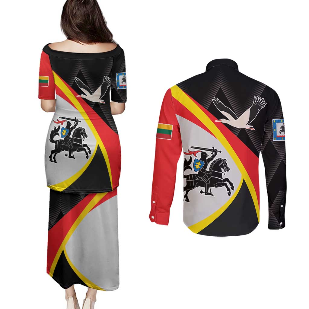 Lithuania Panevezys County Couples Matching Puletasi and Long Sleeve Button Shirt Panevezio Apskritis