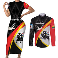 Lithuania Panevezys County Couples Matching Short Sleeve Bodycon Dress and Long Sleeve Button Shirt Panevezio Apskritis