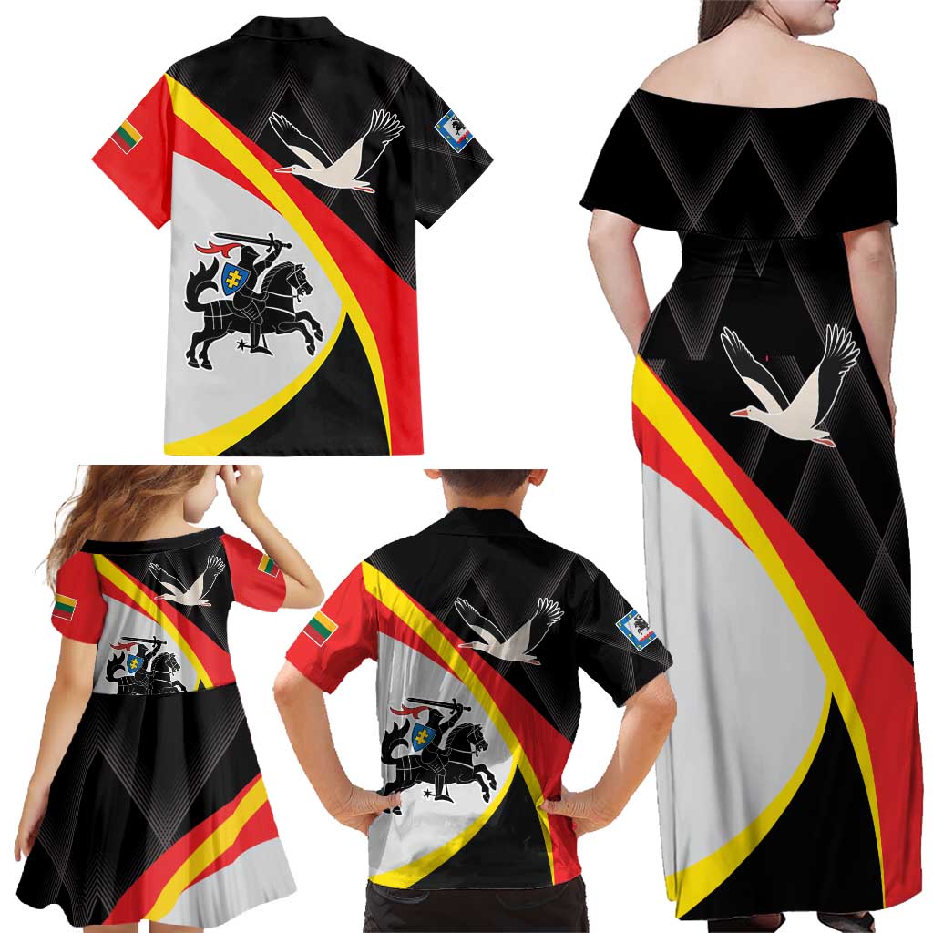 Lithuania Panevezys County Family Matching Off Shoulder Maxi Dress and Hawaiian Shirt Panevezio Apskritis