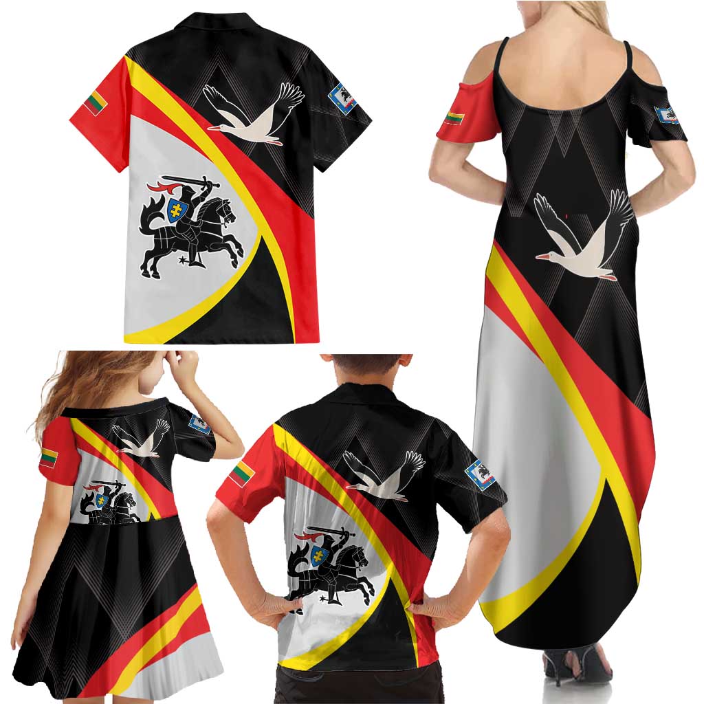 Lithuania Panevezys County Family Matching Summer Maxi Dress and Hawaiian Shirt Panevezio Apskritis