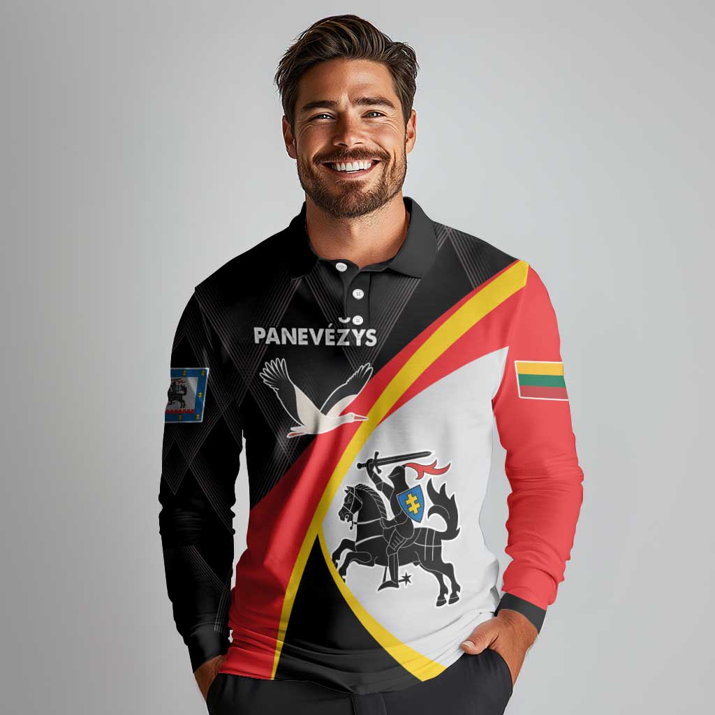 Lithuania Panevezys County Long Sleeve Polo Shirt Panevezio Apskritis