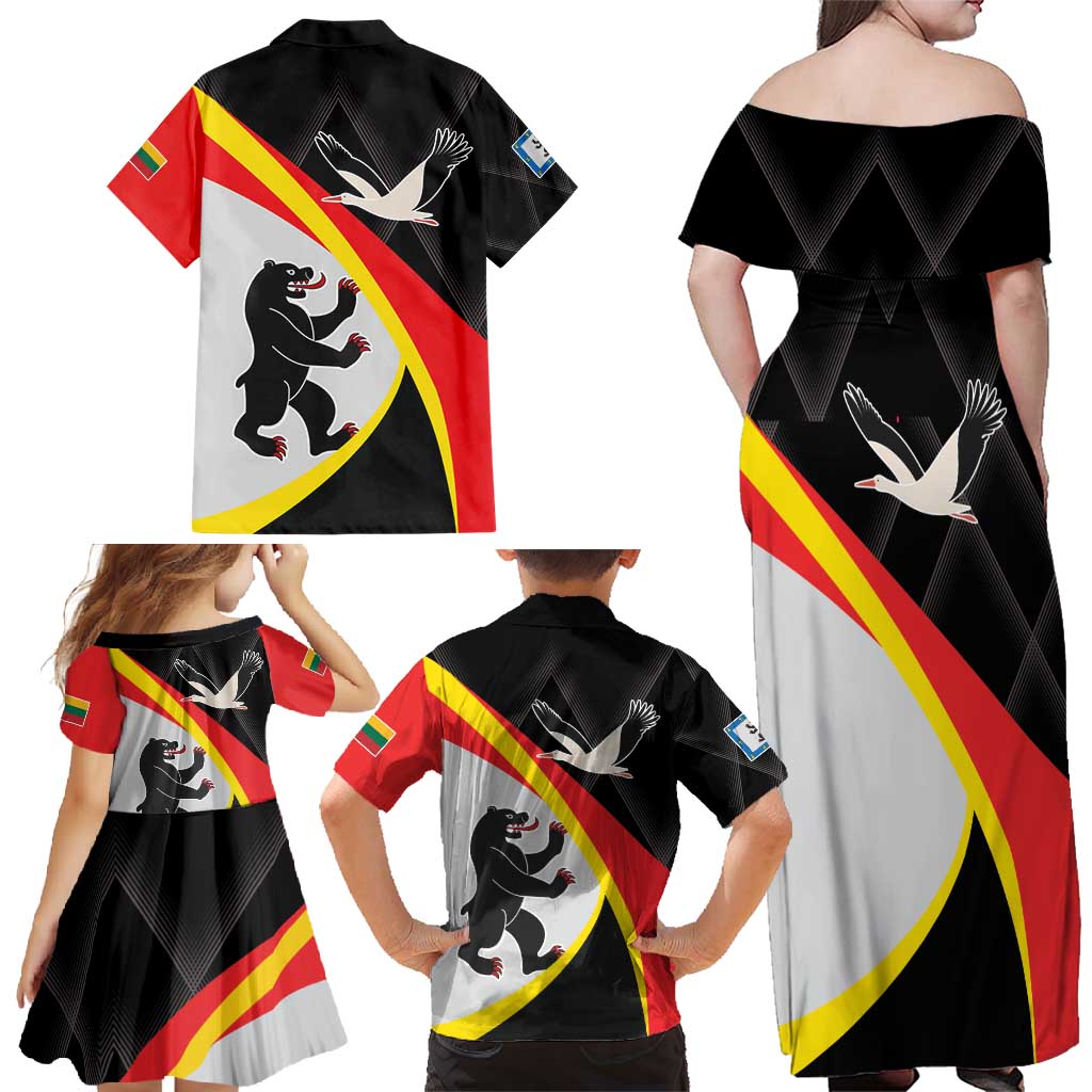 Lithuania Siauliai County Family Matching Off Shoulder Maxi Dress and Hawaiian Shirt Siauliu Apskritis