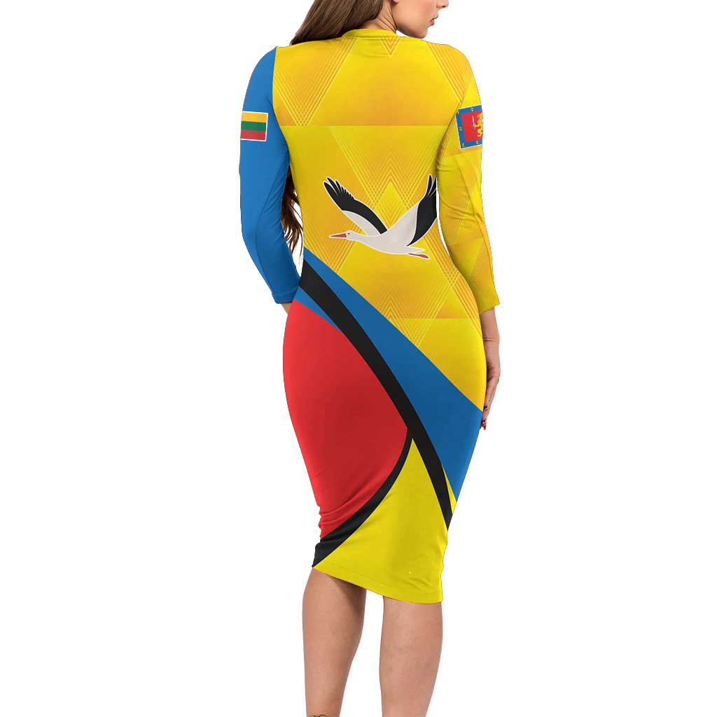 Lithuania Taurage County Family Matching Long Sleeve Bodycon Dress and Hawaiian Shirt Taurages Apskritis