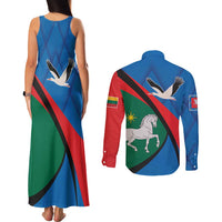 Lithuania Utena County Couples Matching Tank Maxi Dress and Long Sleeve Button Shirt Utenos Apskritis