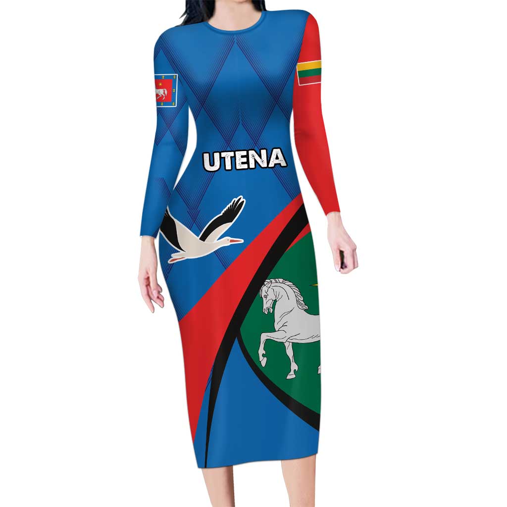 Lithuania Utena County Family Matching Long Sleeve Bodycon Dress and Hawaiian Shirt Utenos Apskritis
