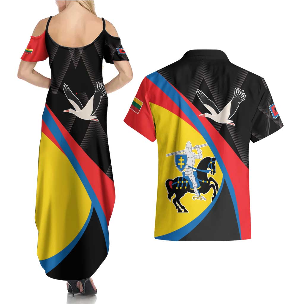 Lithuania Vilnius County Couples Matching Summer Maxi Dress and Hawaiian Shirt Vilniaus Apskritis