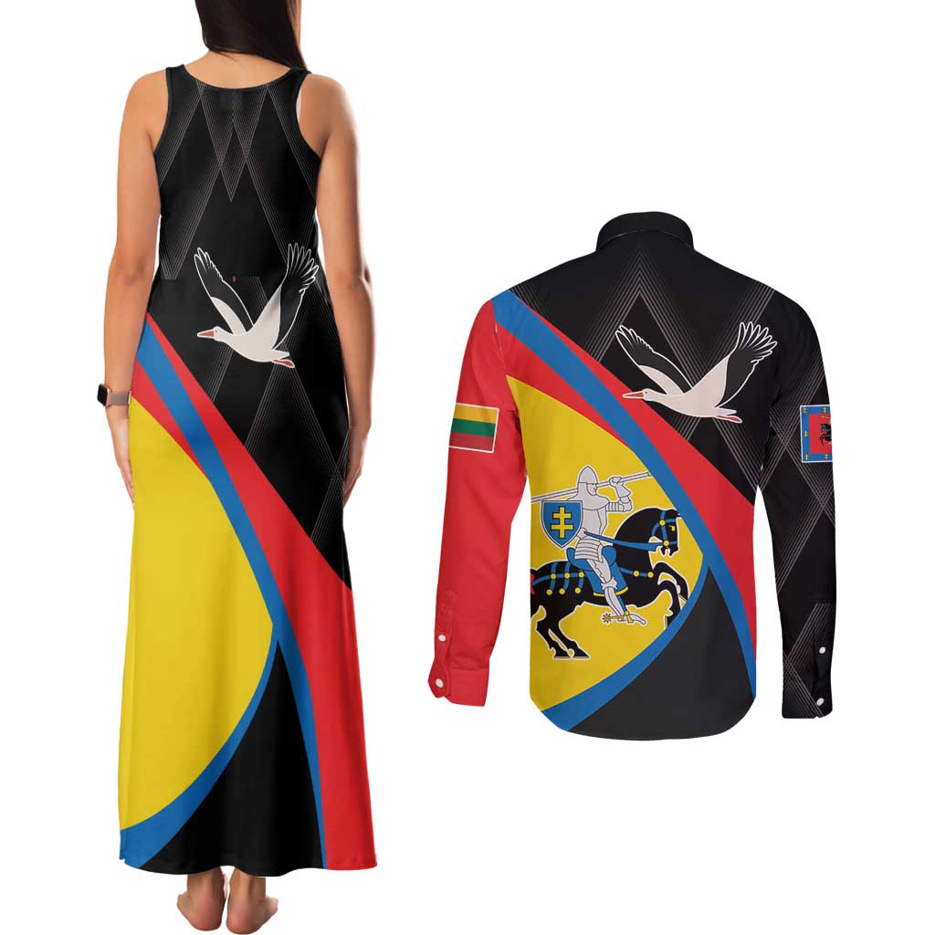 Lithuania Vilnius County Couples Matching Tank Maxi Dress and Long Sleeve Button Shirt Vilniaus Apskritis