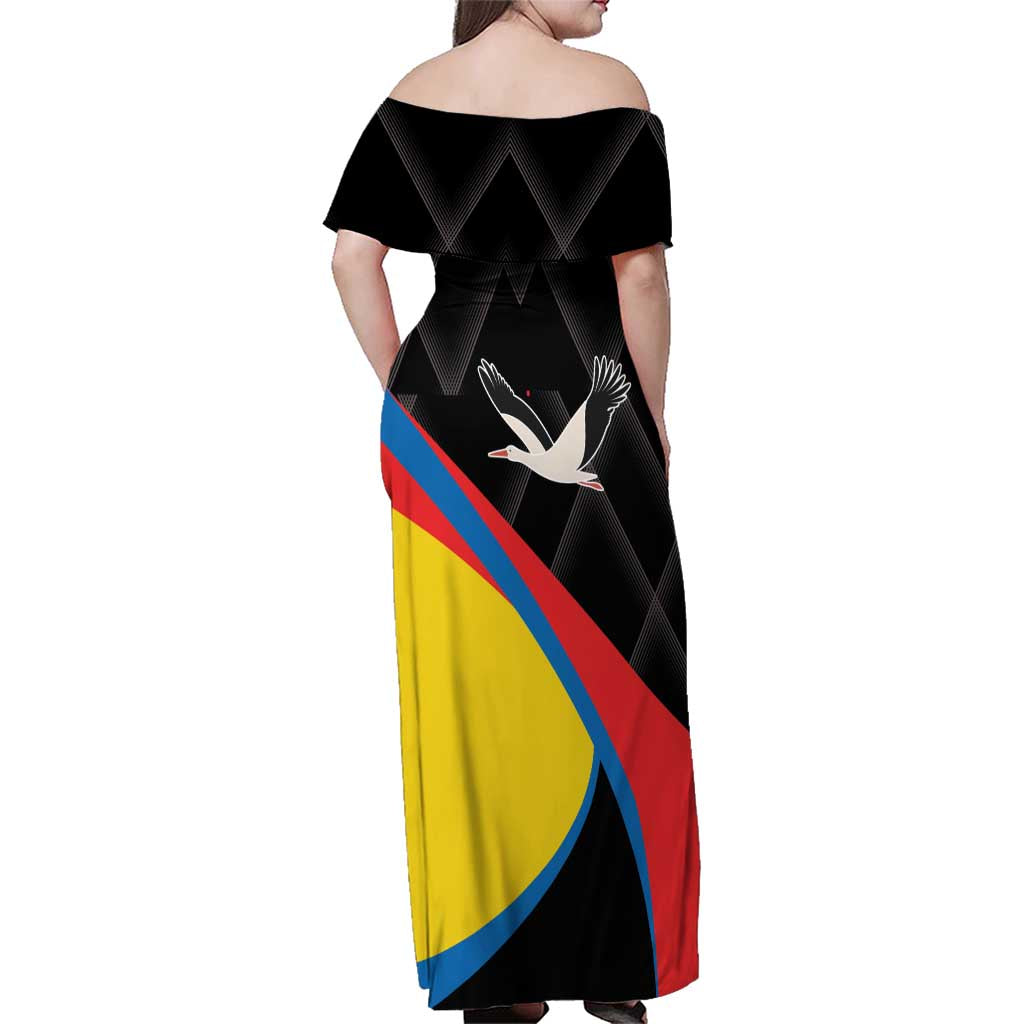 Lithuania Vilnius County Family Matching Off Shoulder Maxi Dress and Hawaiian Shirt Vilniaus Apskritis