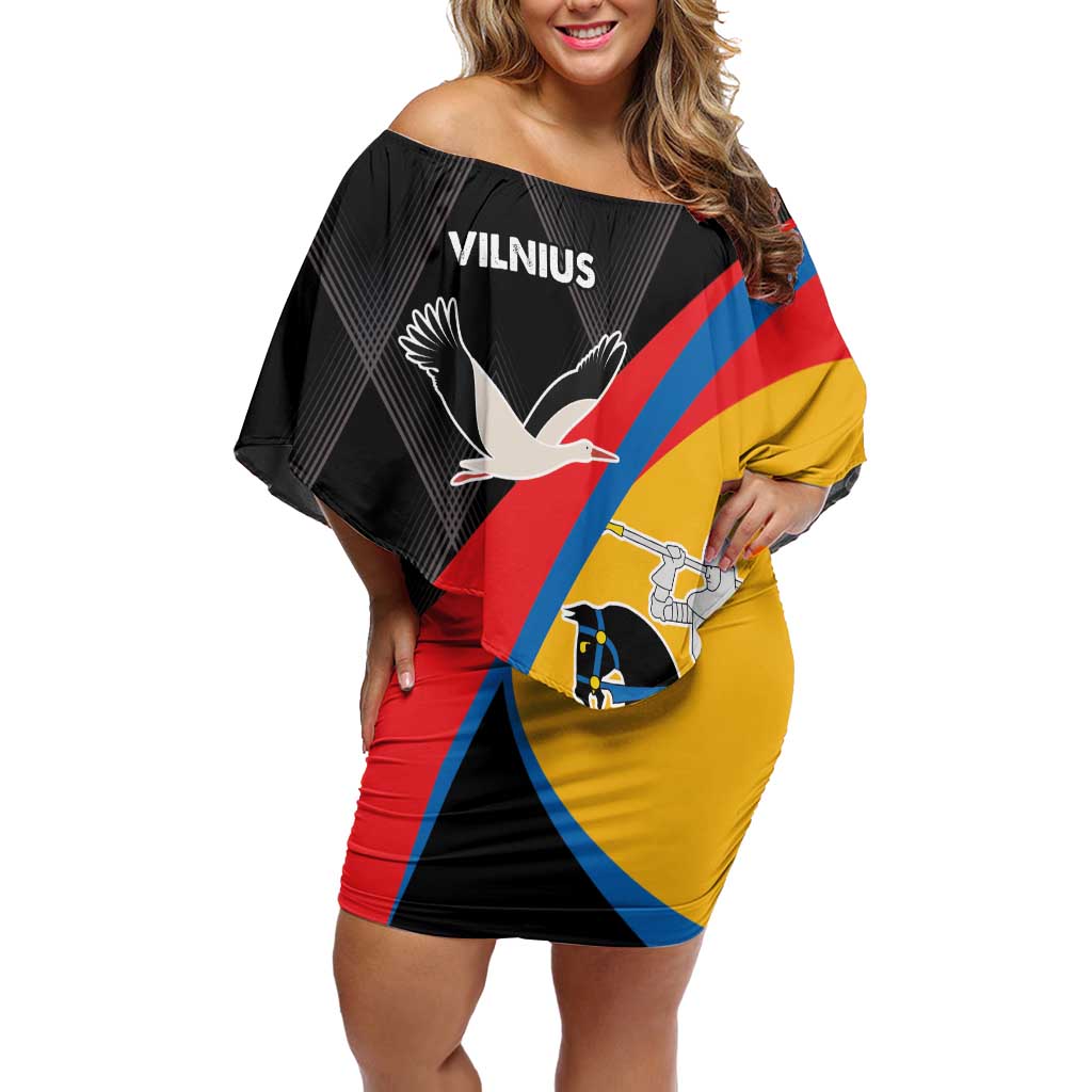 Lithuania Vilnius County Family Matching Off Shoulder Short Dress and Hawaiian Shirt Vilniaus Apskritis