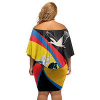 Lithuania Vilnius County Family Matching Off Shoulder Short Dress and Hawaiian Shirt Vilniaus Apskritis