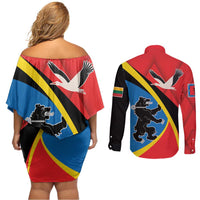 Lithuania Telsiai County Couples Matching Off Shoulder Short Dress and Long Sleeve Button Shirt Telsiu Apskritis