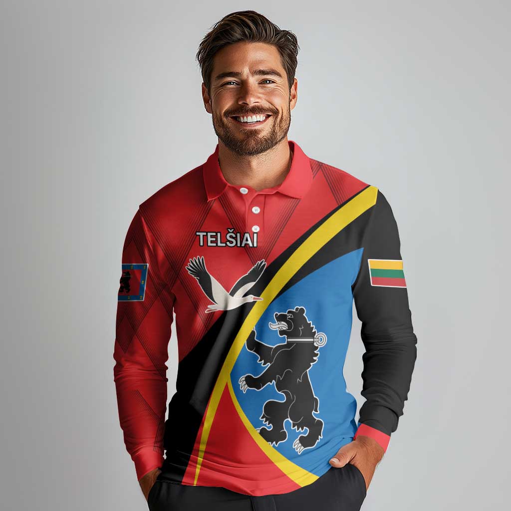 Lithuania Telsiai County Long Sleeve Polo Shirt Telsiu Apskritis