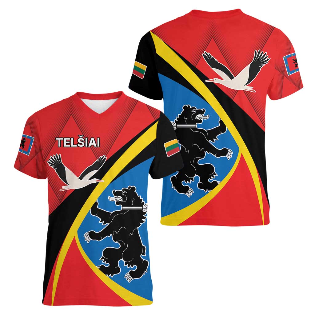 Lithuania Telsiai County Women V-Neck T-Shirt Telsiu Apskritis LT17 - Wonder Print Shop