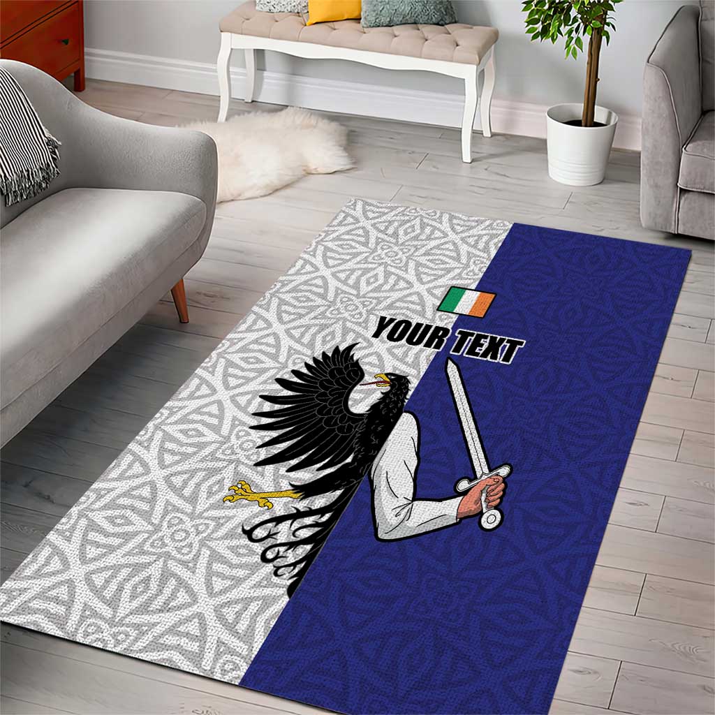 Personalized Ireland Connacht Black Eagle and Armed hand Area Rug Connachta Flag Style with Celtic Patern