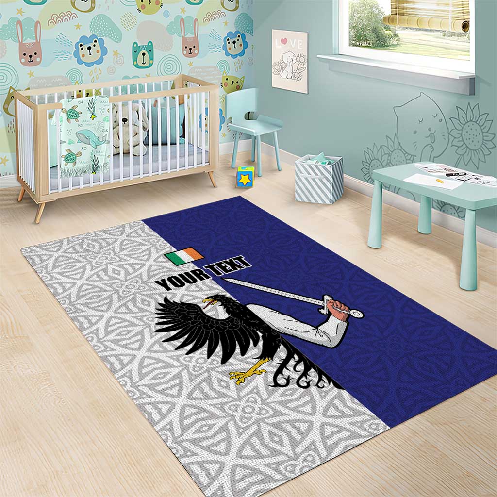 Personalized Ireland Connacht Black Eagle and Armed hand Area Rug Connachta Flag Style with Celtic Patern