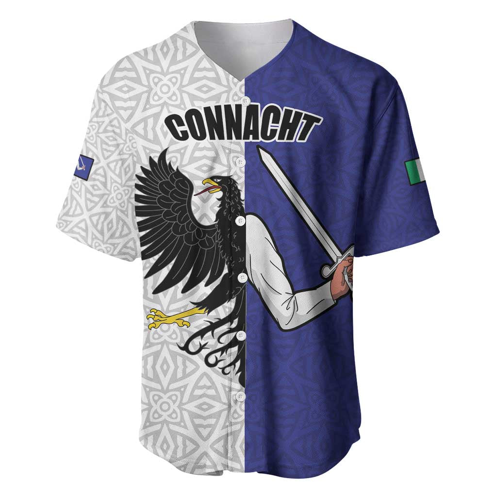 Personalized Ireland Connacht Black Eagle and Armed hand Baseball Jersey Connachta Flag Style with Celtic Patern