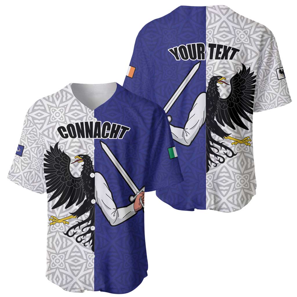 Personalized Ireland Connacht Black Eagle and Armed hand Baseball Jersey Connachta Flag Style with Celtic Patern