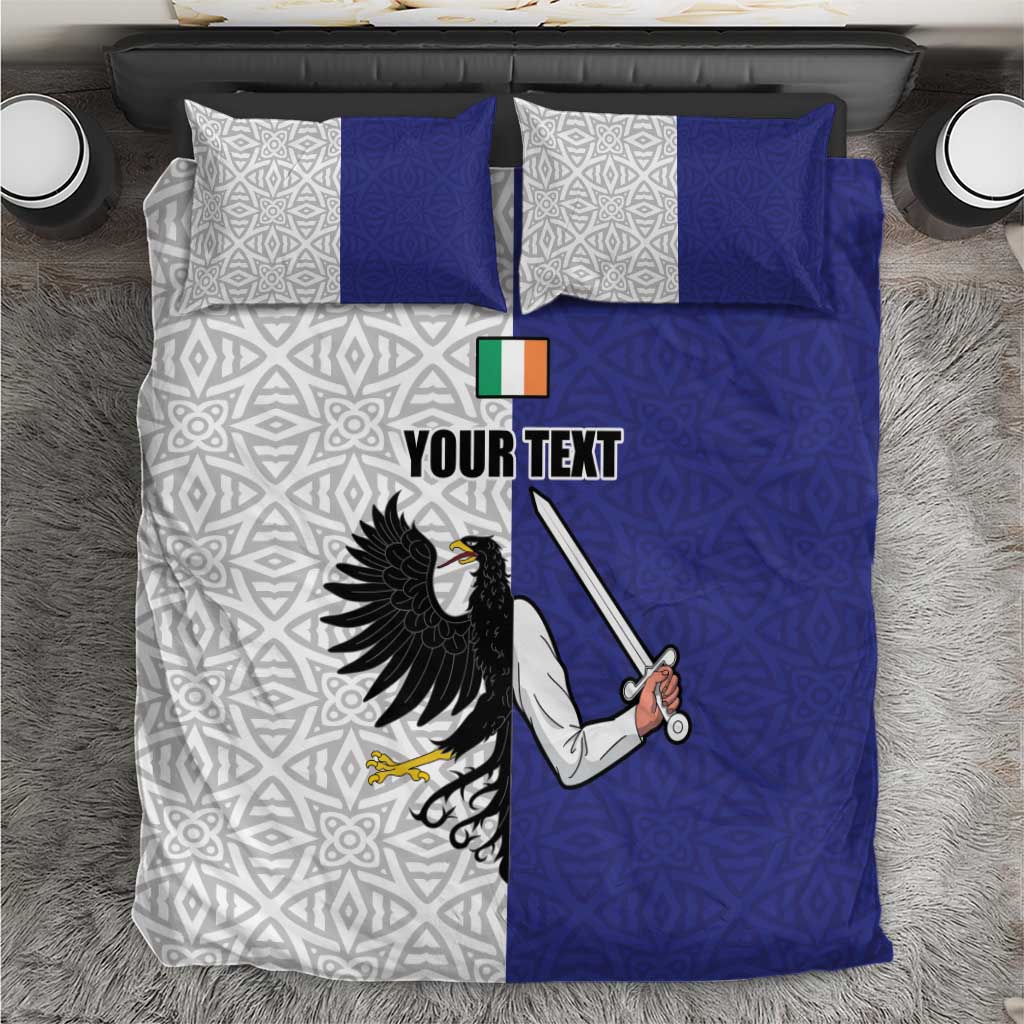 Personalized Ireland Connacht Black Eagle and Armed hand Bedding Set Connachta Flag Style with Celtic Patern