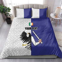Personalized Ireland Connacht Black Eagle and Armed hand Bedding Set Connachta Flag Style with Celtic Patern