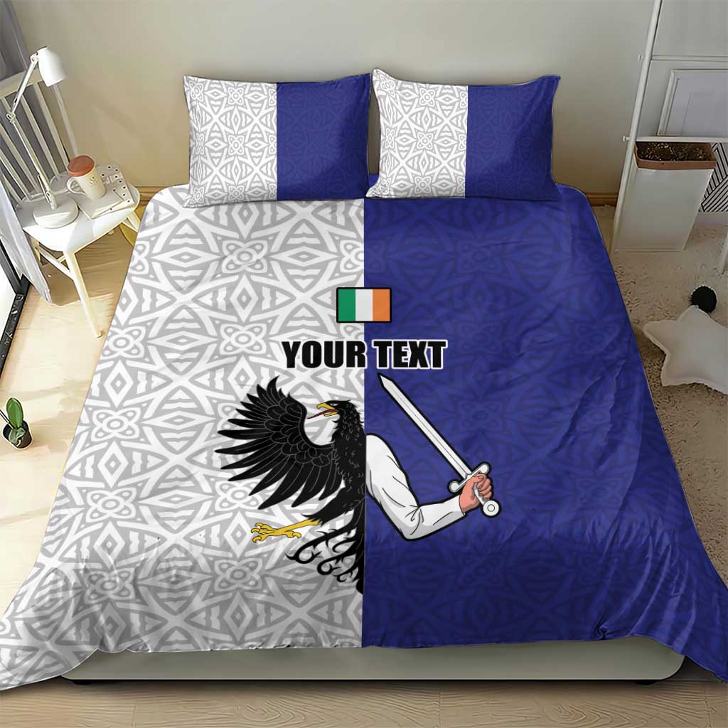 Personalized Ireland Connacht Black Eagle and Armed hand Bedding Set Connachta Flag Style with Celtic Patern