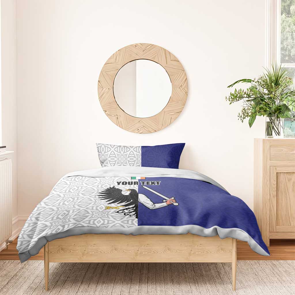 Personalized Ireland Connacht Black Eagle and Armed hand Bedding Set Connachta Flag Style with Celtic Patern