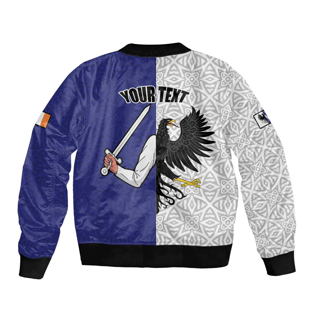 Personalized Ireland Connacht Black Eagle and Armed hand Bomber Jacket Connachta Flag Style with Celtic Patern