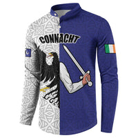 Personalized Ireland Connacht Black Eagle and Armed hand Button Sweatshirt Connachta Flag Style with Celtic Patern