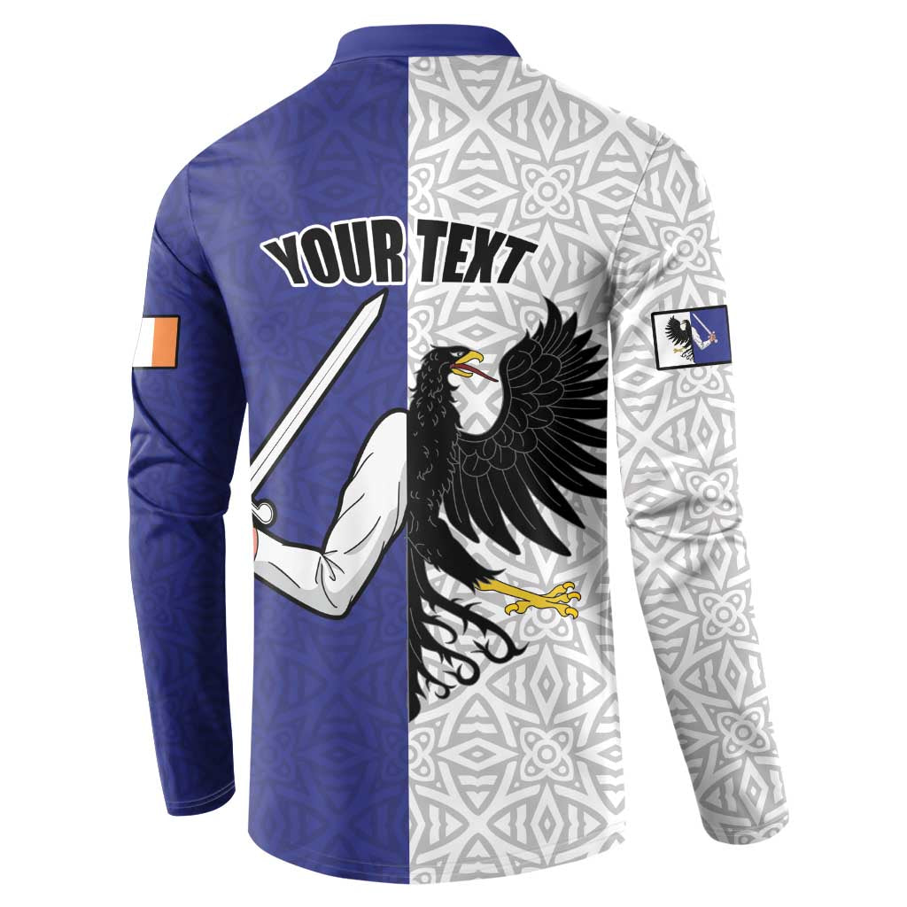 Personalized Ireland Connacht Black Eagle and Armed hand Button Sweatshirt Connachta Flag Style with Celtic Patern