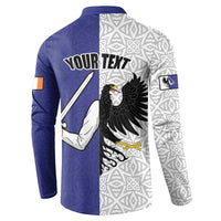 Personalized Ireland Connacht Black Eagle and Armed hand Button Sweatshirt Connachta Flag Style with Celtic Patern