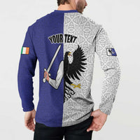 Personalized Ireland Connacht Black Eagle and Armed hand Button Sweatshirt Connachta Flag Style with Celtic Patern