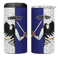 Personalized Ireland Connacht  Black Eagle and Armed hand 4 in 1 Can Cooler Tumbler Connachta Flag Style with Celtic Patern