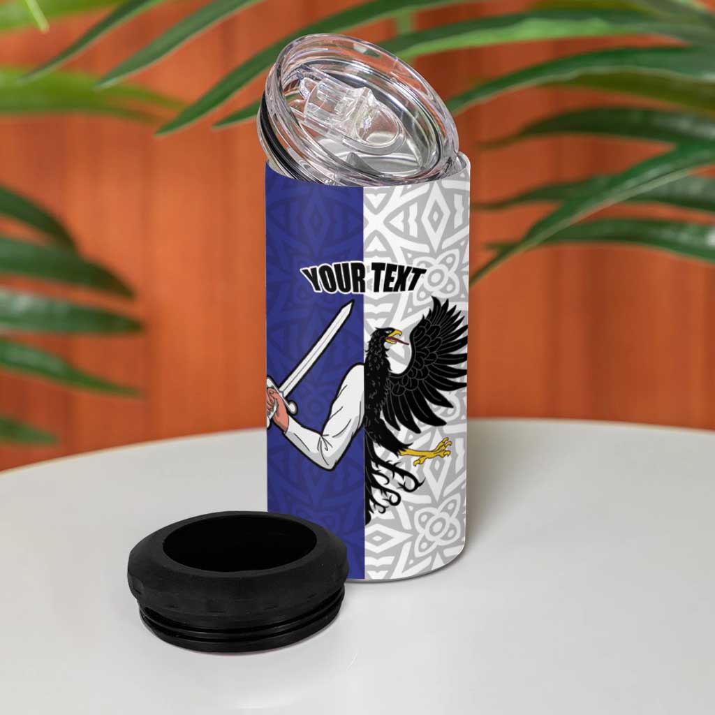 Personalized Ireland Connacht  Black Eagle and Armed hand 4 in 1 Can Cooler Tumbler Connachta Flag Style with Celtic Patern