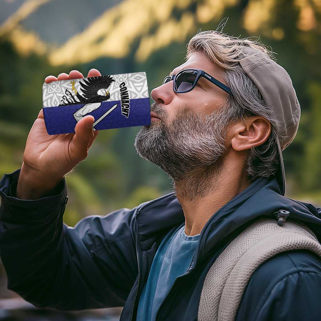 Personalized Ireland Connacht  Black Eagle and Armed hand 4 in 1 Can Cooler Tumbler Connachta Flag Style with Celtic Patern