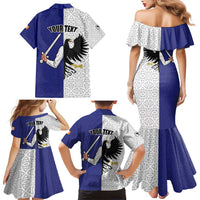 Personalized Ireland Connacht Black Eagle and Armed hand Family Matching Mermaid Dress and Hawaiian Shirt Connachta Flag Style with Celtic Patern