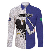 Personalized Ireland Connacht Black Eagle and Armed hand Family Matching Off The Shoulder Long Sleeve Dress and Hawaiian Shirt Connachta Flag Style with Celtic Patern