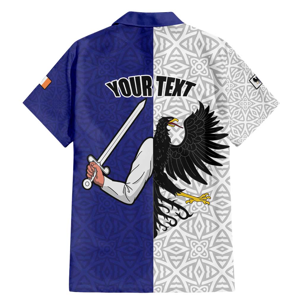 Personalized Ireland Connacht Black Eagle and Armed hand Family Matching Off Shoulder Maxi Dress and Hawaiian Shirt Connachta Flag Style with Celtic Patern