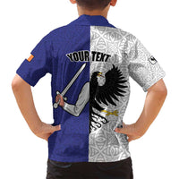 Personalized Ireland Connacht Black Eagle and Armed hand Family Matching Off Shoulder Short Dress and Hawaiian Shirt Connachta Flag Style with Celtic Patern