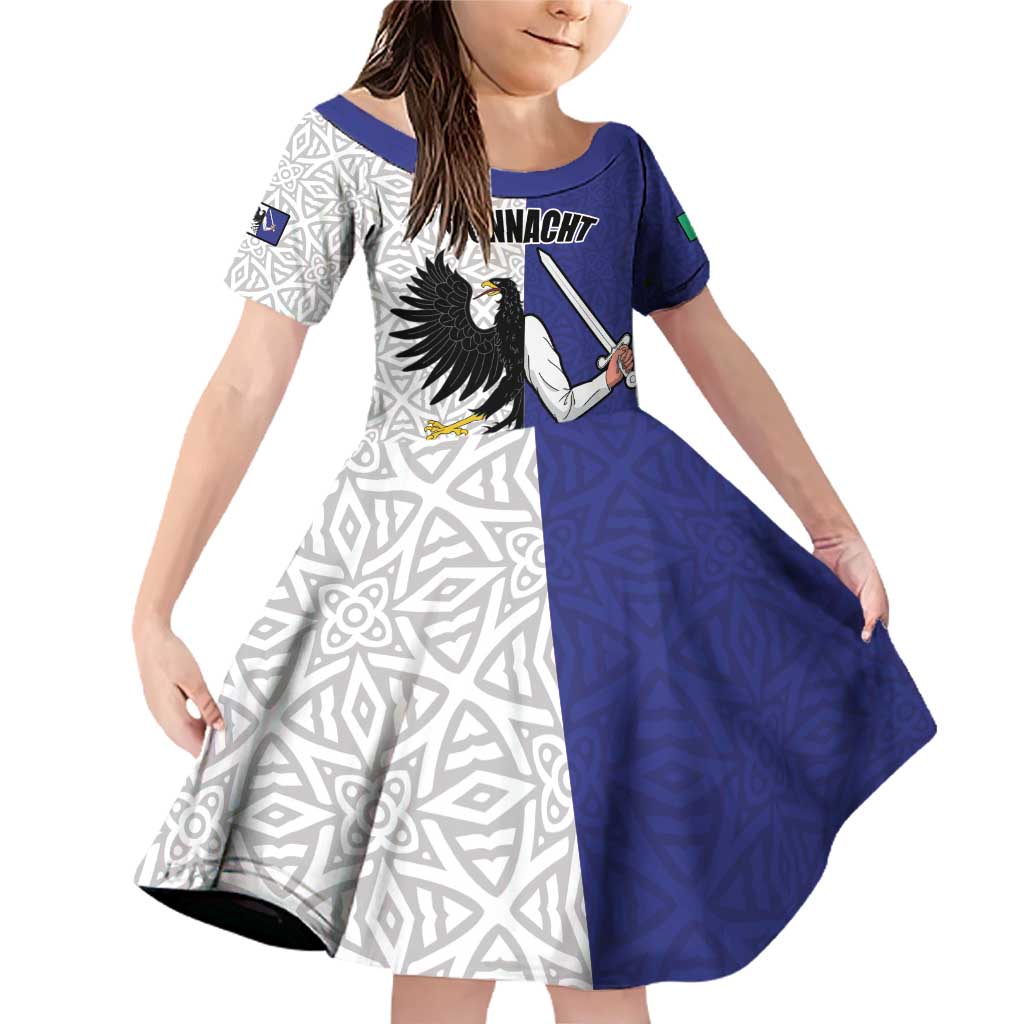 Personalized Ireland Connacht Black Eagle and Armed hand Family Matching Off Shoulder Short Dress and Hawaiian Shirt Connachta Flag Style with Celtic Patern